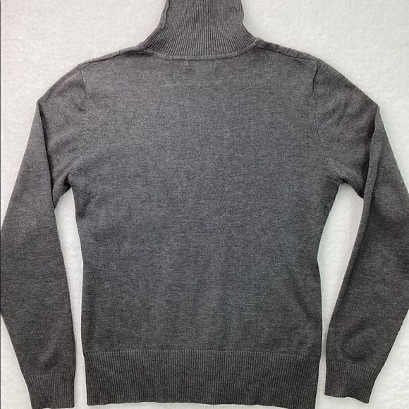 Eclectic Grey High Turtleneck Wavy Pattern Knit Sweater Size Large - Picture 14 of 16